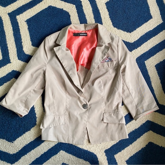🐚 MMM BEIGE CAPRI SLEEVE BLAZER JACKET! - Picture 6 of 14